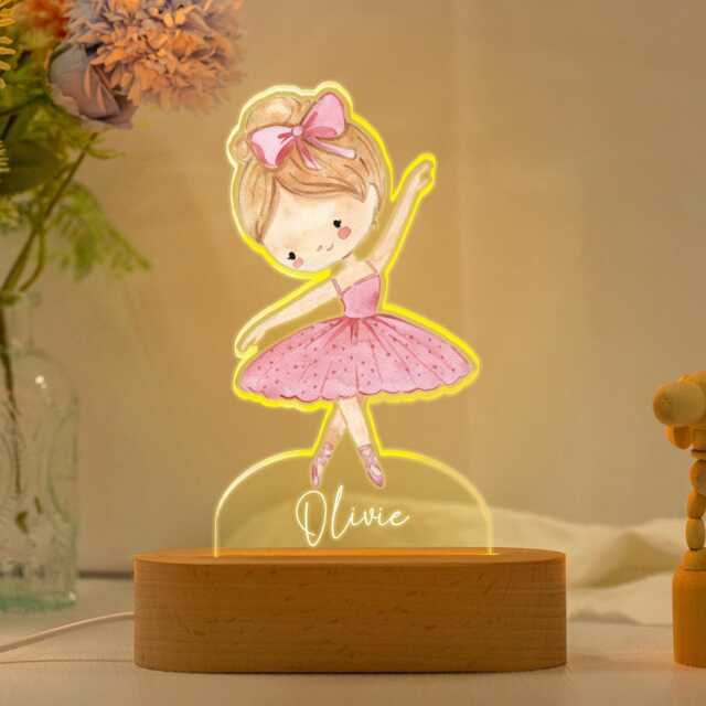 Ballerina Gift Night Light, Personalized Ballet Lamp, Custom Birthday With Ballerina, Nursery Room Lamp, Room Decor, Christmas For Kids - image 1