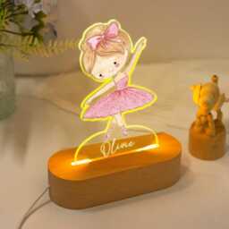 Ballerina Gift Night Light, Personalized Ballet Lamp, Custom Birthday With Ballerina, Nursery Room Lamp, Room Decor, Christmas For Kids - thumbnail 4
