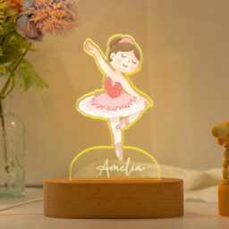 Ballerina Gift Night Light, Personalized Ballet Lamp, Custom Birthday With Ballerina, Nursery Room Lamp, Room Decor, Christmas For Kids - thumbnail 2