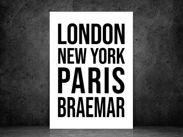 Braemar Iconic Bold Village Scotland Print Poster - Scotland Gift Bespoke A5 A4 A3 Framed Or Unframed - image 1