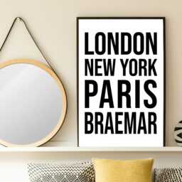 Braemar Iconic Bold Village Scotland Print Poster - Scotland Gift Bespoke A5 A4 A3 Framed Or Unframed - thumbnail 3