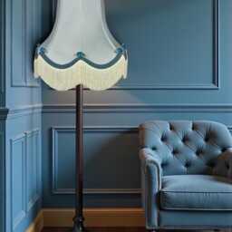 Powder Blue Fabric & Rose Buds Lampshade Handmade For Table & Floor Standard Lamps Shades, Wall Light Fixtures, Ceiling Pendant Fittings - thumbnail 3