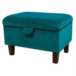 Luxe Storage Footstool, Ottoman, Pouffe in An Aquavelvet Teal Fabric - Bespoke British Made - thumbnail 1