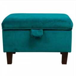 Luxe Storage Footstool, Ottoman, Pouffe in An Aquavelvet Teal Fabric - Bespoke British Made - thumbnail 3