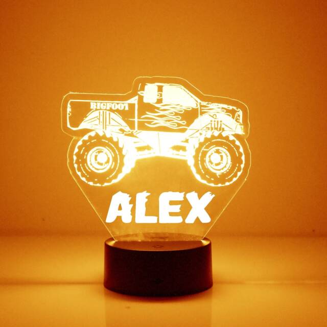 Monster Truck Light Up, Custom Engraved Night Light, Personalized Free, 16 Color Options With Remote Control - image 1