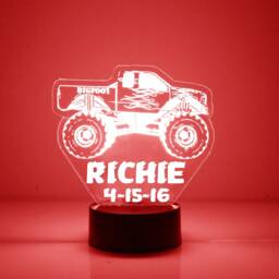 Monster Truck Light Up, Custom Engraved Night Light, Personalized Free, 16 Color Options With Remote Control - thumbnail 4