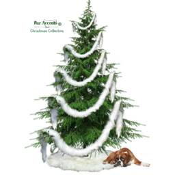 Faux Fur Christmas Tree Skirt - Shaggy White Sheepskin, Round - thumbnail 3