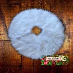 Faux Fur Christmas Tree Skirt - Shaggy White Sheepskin, Round - thumbnail 4