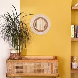 Boho Macrame Mirror With Wooden Beads, Handmade Wall Hanging Mirror, Neutral Home Decor, Bohemian Round Entryway Accent - thumbnail 3