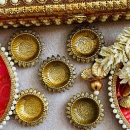 6 Brass Look Diya Oil Lamps Pooja Room Decor Diwali Weddings - thumbnail 4