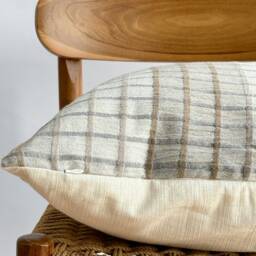 Neutral Check Pillow Cover Hmong Indigo Dyed Textile - thumbnail 3