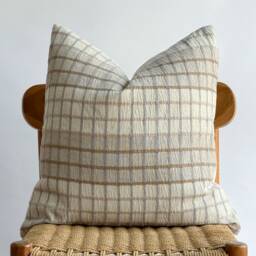 Neutral Check Pillow Cover Hmong Indigo Dyed Textile - thumbnail 2