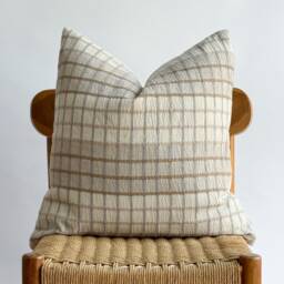 Neutral Check Pillow Cover Hmong Indigo Dyed Textile - thumbnail 4