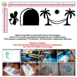 Mural Stickers Familia Topini Relax On The Hammock PVC Black Discounted 1 Kit Various Pieces Measures cm 8x30 Wall Sticker Mouse Family Hammok - thumbnail 2