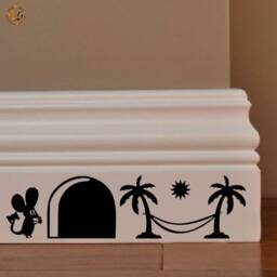 Mural Stickers Familia Topini Relax On The Hammock PVC Black Discounted 1 Kit Various Pieces Measures cm 8x30 Wall Sticker Mouse Family Hammok
