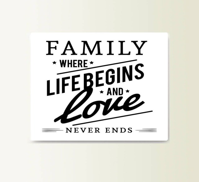 Metal Sign Family Where Life Begins - Art Typograhy Inspirational Quote Wall Fine Prints, Tin