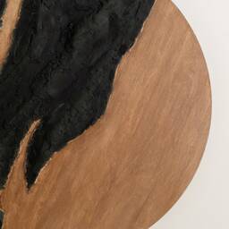 Round Black Textured Plaster Art - 3D Wall Paint Canvas Wabi Sabi Relief - thumbnail 2