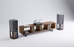 Metro - Vinyl Record Storage Cabinet Tv Sideboard Unit Media Console With Amp Rack Component Shelf Oak Teak Walnut Low