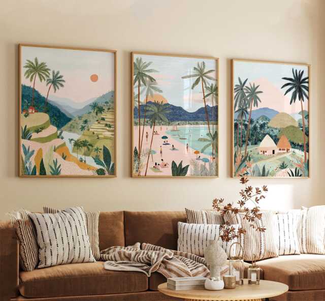 Philippines Poster Set Of 3, Vintage Travel Illustration, Tropical Island Wall Art Prints, Retro Style - image 1