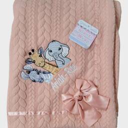 Personalised New in Embroidered Baby Cable 3 Safari Blanket 5 Colours Super Soft - thumbnail 2