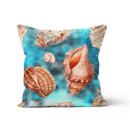 Seashell Cushion Cover-Coastal Pillow Case-Sea Decoration Throw Case-Nautical Cover-Gift For Her Cushion-Handmade Material - thumbnail 4
