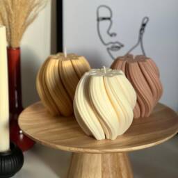 Big Swirl Soy Candle - Unscented Decorative Pillar - thumbnail 2