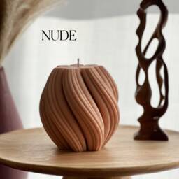 Big Swirl Soy Candle - Unscented Decorative Pillar - thumbnail 3