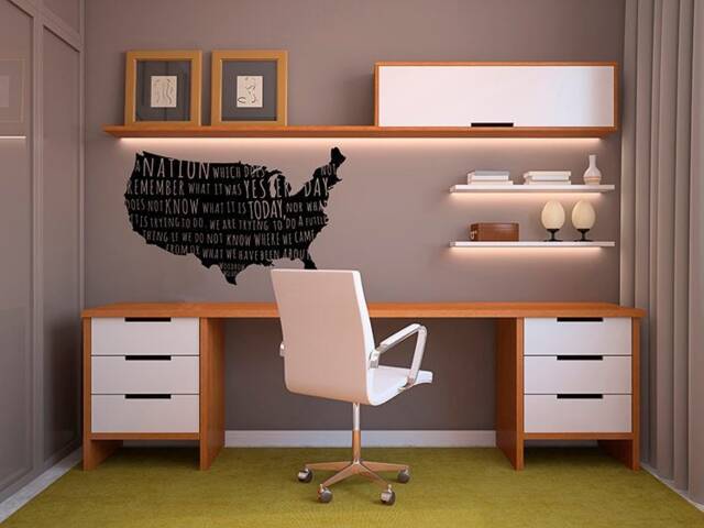 Woodrow Wilson Quote Us Map Vinyl Wall Decal - History Inspired Art - image 1