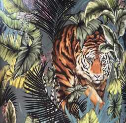 Bengal Tiger Velvet Cushion Luxury Tropical Pillow, Handmade - thumbnail 3