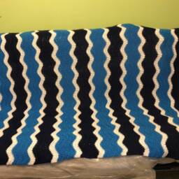 Hand Made Tennessee Titans Blanket. Very Soft Light Blue, Navy Blue & White Chevron Pattern - thumbnail 3