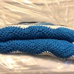 Hand Made Tennessee Titans Blanket. Very Soft Light Blue, Navy Blue & White Chevron Pattern - thumbnail 4