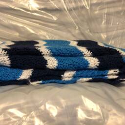Hand Made Tennessee Titans Blanket. Very Soft Light Blue, Navy Blue & White Chevron Pattern - thumbnail 2