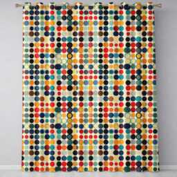 Abstract Minimal Colorful Dot Grid Mid Century Modern Seamless Pattern Readymade Eyelet Ring Top Thermal 100% Blackout Curtains - thumbnail 2