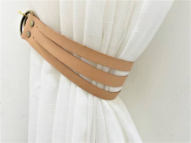 Minimalist Leather Curtain Tie-Back - Elegant Window Treatment - image 1