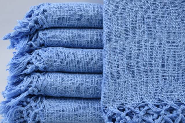 "Handmade Netting Throw, 150x200cm, Blanket, Blue Throw, Bed Cover, Turkish Bedspread, Blankets, Turkish Blanket, 60""x80" - image 1