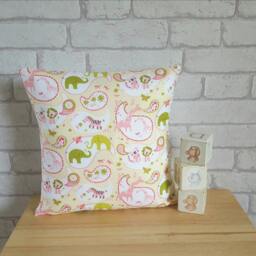 Elephant Cushion For Baby's Nursery~Pink & Green Giraffe Pillow~Nursery Decoration~Nursery Bedding Baby Girl~Decorative Pillow - thumbnail 1