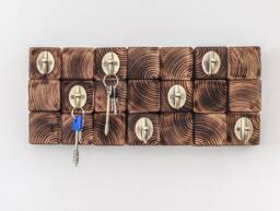 Wood Mosaic Key Holder Handmade Pine Wall Organizer