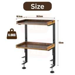 Desk Organizer Shelf 2 Tier Wooden Adjustable Laptop Stand Brown Rack - thumbnail 4