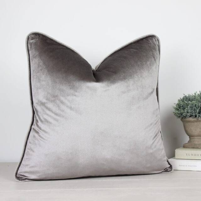 Glamour Mink Brown Velvet Piped Cushion/Cover