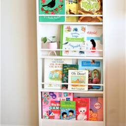 Montessori Front Facing Bookshelf - White Wall Mounted Toddler Bookcase Kids Room Decor - thumbnail 3