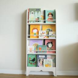 Montessori Front Facing Bookshelf - White Wall Mounted Toddler Bookcase Kids Room Decor - thumbnail 2