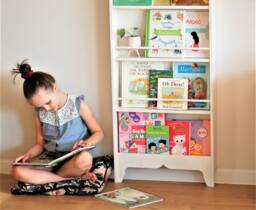 Montessori Front Facing Bookshelf - White Wall Mounted Toddler Bookcase Kids Room Decor