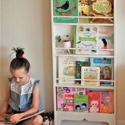 Montessori Front Facing Bookshelf - White Wall Mounted Toddler Bookcase Kids Room Decor - thumbnail 4
