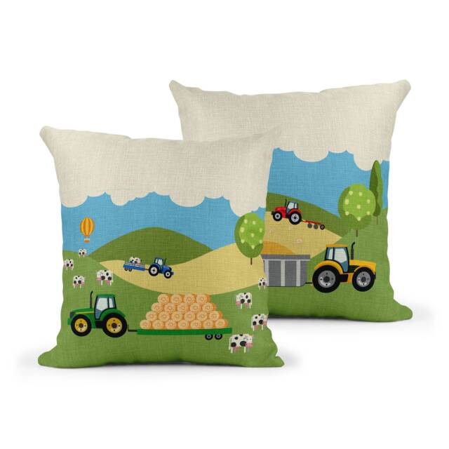 Tractor Cushion Bramble Hill Farm Linen Throw Pillow - image 1