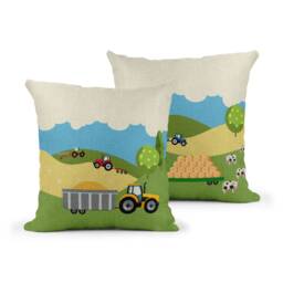 Tractor Cushion Bramble Hill Farm Linen Throw Pillow - thumbnail 2