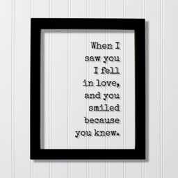 Romantic Anniversary Quote Print, Love At First Sight, Framed Acrylic Sign