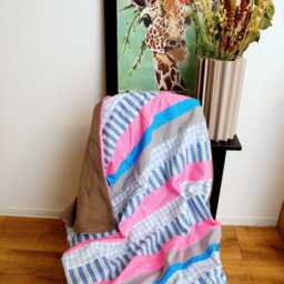 Baby Blanket, Cuddly Patchwork Blanket in Pink & Blue With Flowers Dots, Handmade By Bab-Berlin - thumbnail 4