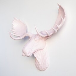 Faux Taxidermy Moose Head Wall Mount - Decor Pink M0606 - thumbnail 2