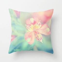 Peony Pillow - Dreamy Case Pink Flower Cover Teal Pretty Cute Large Nature