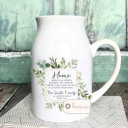 Personalised New Home Sweet Address Housewarming Botanical Greenery Design Quote Linen Style Cushion Home Gift - thumbnail 2
